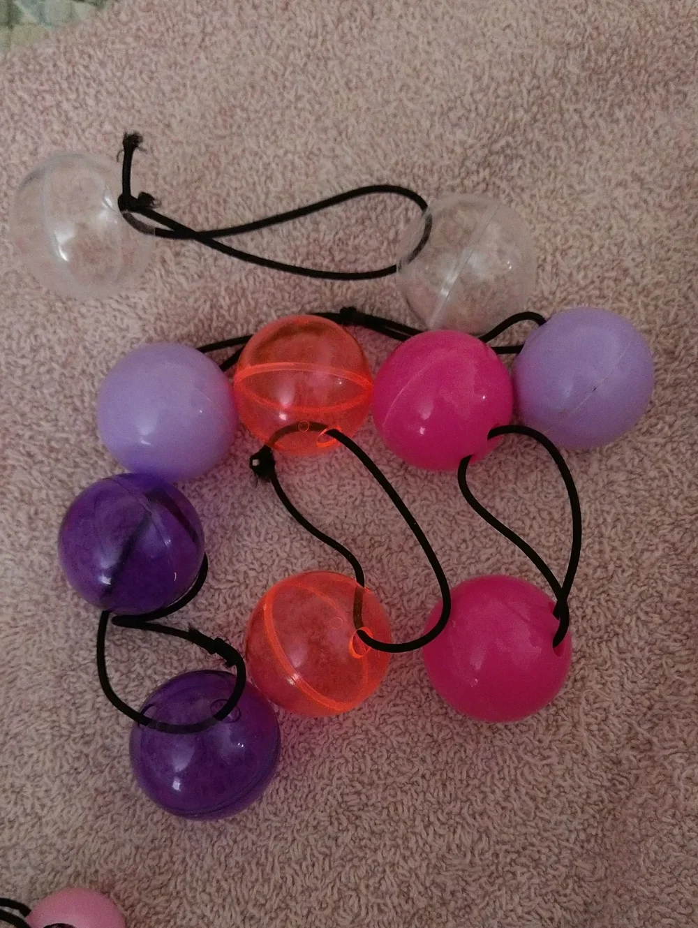 Kids Colorful Bead Hair Ties - Pink, Purple, Red, Orange, Clear